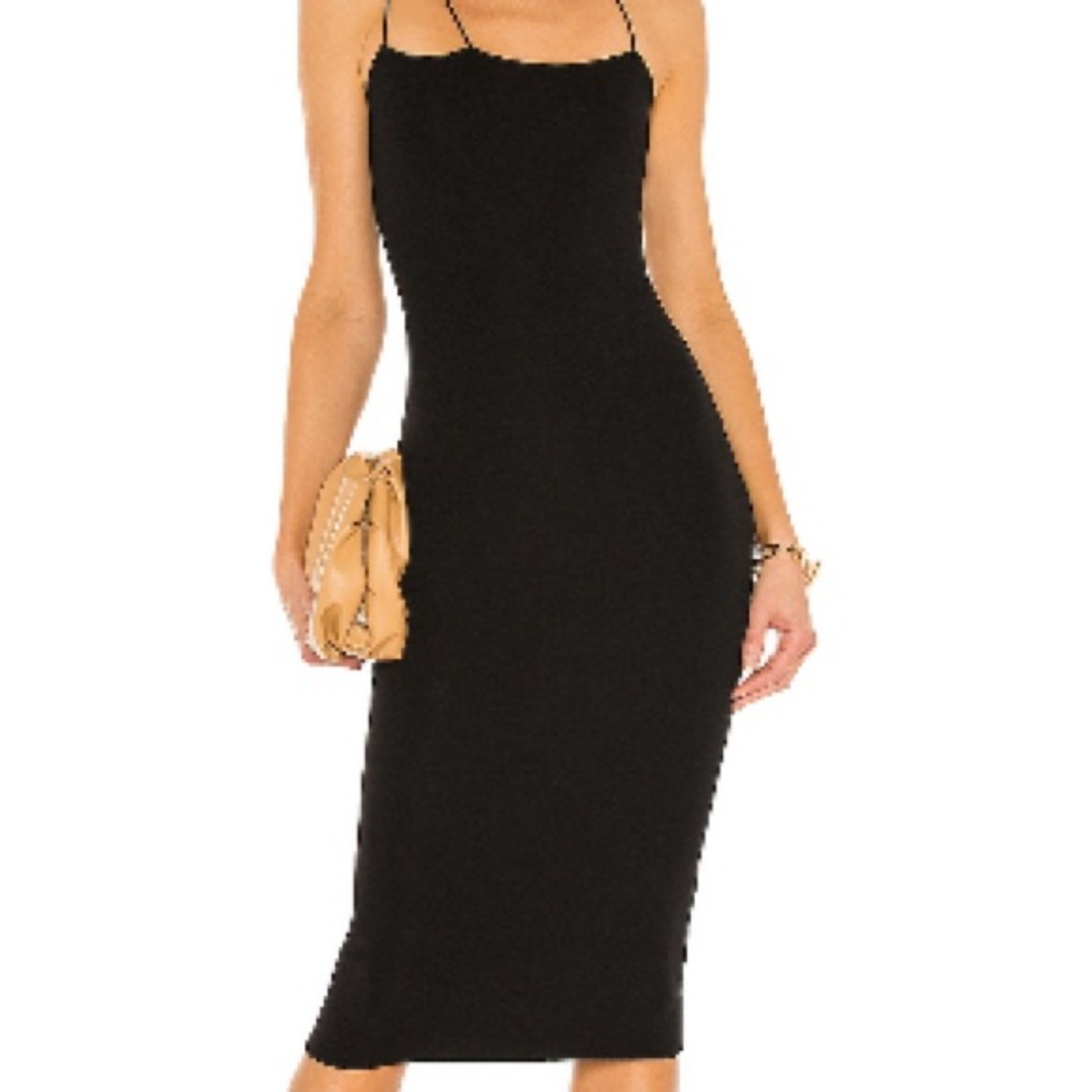 NWT Superdown Black Ribbed Bodycon Midi Dress